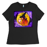 Black witch with crystal ball tumbler Ladies Tee - BundleAndBundleShop