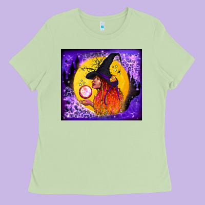 Witch With Crystal Ball Tumbler Ladies Tee Designed By Bundleandbundleshop