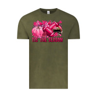 Vintage Olive Tis' the season Football Breast Cancer Vintage Tee - NancyCooperArtShop