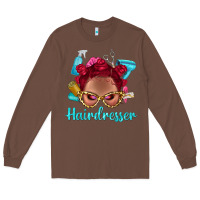 Chestnut Afro Bantu Knots Red Hairdresser With Leopard Glasses Bbs Long Sleeve Tee - BundleAndBundleShop