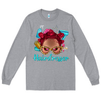 Heather Grey Afro Bantu Knots Red Hairdresser With Leopard Glasses Bbs Long Sleeve Tee - BundleAndBundleShop