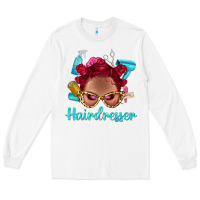 White Afro Bantu Knots Red Hairdresser With Leopard Glasses Bbs Long Sleeve Tee - BundleAndBundleShop