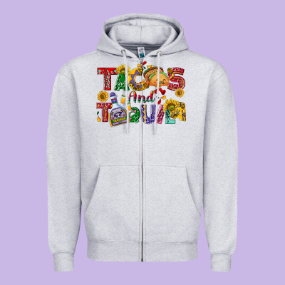 Tacos And Tequila Zipper Hoodie Designed By Nancycooperartshop