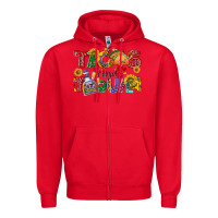 Red Tacos and tequila Zipper Hoodie - NancyCooperArtShop