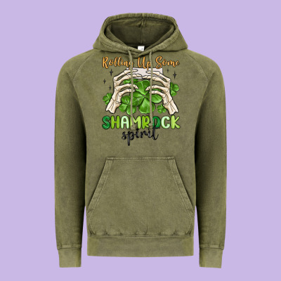 Rolling Up Some Shamrock Spirit Vintage Hoodie Designed By Maliassmallbusiness