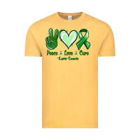 Vintage Mustard Peace love cure Liver Cancer Vintage Tee - NancyCooperArtShop