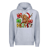 Heather Grey ho ho ho heifer Premium Hoodie - CowGirlArtShop