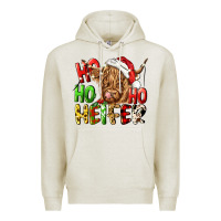 Oatmeal Heather ho ho ho heifer Premium Hoodie - CowGirlArtShop