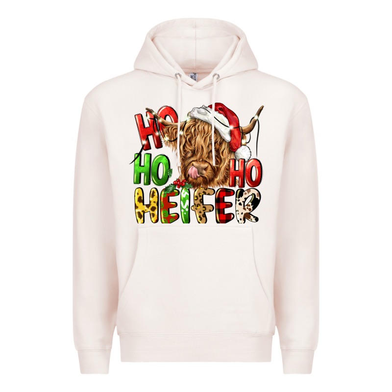 Ho Ho Ho Heifer Premium Hoodie by CowGirlArtShop | Teevron