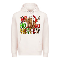 Pale Pink ho ho ho heifer Premium Hoodie - CowGirlArtShop