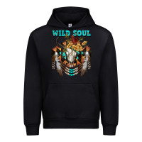 Black Wild Soul Bull Skull Urban Hoodie - FaDigitalArtStudio