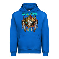 Cobalt Wild Soul Bull Skull Urban Hoodie - FaDigitalArtStudio