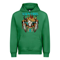 Emerald Wild Soul Bull Skull Urban Hoodie - FaDigitalArtStudio