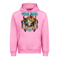 Fuchsia Pink Wild Soul Bull Skull Urban Hoodie - FaDigitalArtStudio