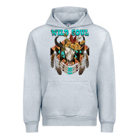 Heather Grey Wild Soul Bull Skull Urban Hoodie - FaDigitalArtStudio