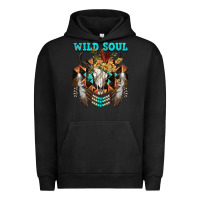 Pigment Black Wild Soul Bull Skull Urban Hoodie - FaDigitalArtStudio