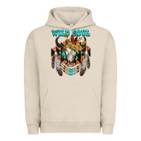 Pigment French Oak Wild Soul Bull Skull Urban Hoodie - FaDigitalArtStudio