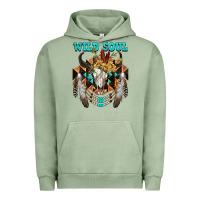Pigment Oil Green Wild Soul Bull Skull Urban Hoodie - FaDigitalArtStudio