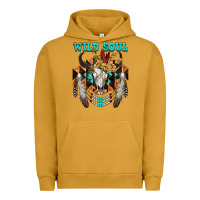 Pigment Peanut Butter Wild Soul Bull Skull Urban Hoodie - FaDigitalArtStudio