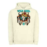 Pigment Pistachio Wild Soul Bull Skull Urban Hoodie - FaDigitalArtStudio