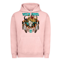 Pigment Salmon Wild Soul Bull Skull Urban Hoodie - FaDigitalArtStudio