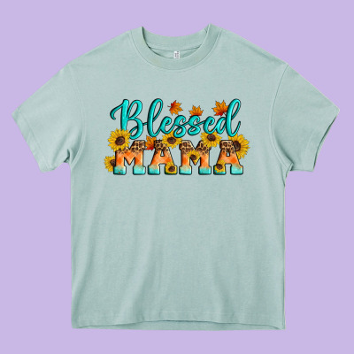 Blessed Mama Heavy Core Tee Designed By Artiststas