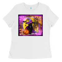 White witchy cat tumbler Ladies Tee - BundleAndBundleShop