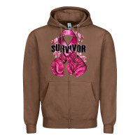 Chestnut Survivor Breast Cancer with boxing gloves Zipper Hoodie - NancyCooperArtShop
