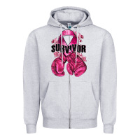 Survivor Breast Cancer With Boxing Gloves Zipper Hoodie | Teevron