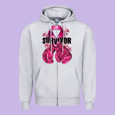 Survivor Breast Cancer With Boxing Gloves Zipper Hoodie Designed By Nancycooperartshop