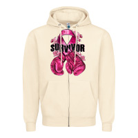 Sandshell Survivor Breast Cancer with boxing gloves Zipper Hoodie - NancyCooperArtShop