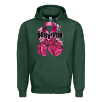 Sports Green Survivor Breast Cancer with boxing gloves Zipper Hoodie - NancyCooperArtShop