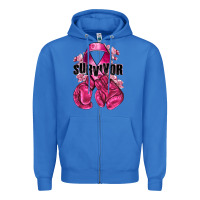 True Royal Survivor Breast Cancer with boxing gloves Zipper Hoodie - NancyCooperArtShop