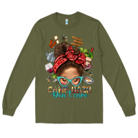 Army Green Camp Hair Dont Care Messy Bun Bbs Long Sleeve Tee - BundleAndBundleShop