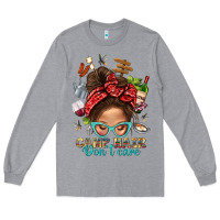 Heather Grey Camp Hair Dont Care Messy Bun Bbs Long Sleeve Tee - BundleAndBundleShop