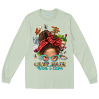 Matcha Camp Hair Dont Care Messy Bun Bbs Long Sleeve Tee - BundleAndBundleShop