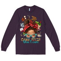 Plum Camp Hair Dont Care Messy Bun Bbs Long Sleeve Tee - BundleAndBundleShop