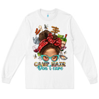 White Camp Hair Dont Care Messy Bun Bbs Long Sleeve Tee - BundleAndBundleShop