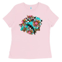 Bubblegum Pink race sunflower patches Ladies Tee - AdoDesignShop