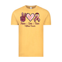 Vintage Mustard Peace love cure Uterine Cancer Vintage Tee - NancyCooperArtShop