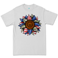Dove Grey sunflower american flag Premium Tee - JahusDesignShop