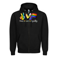 Black Peace love equality Zipper Hoodie - NancyCooperArtShop