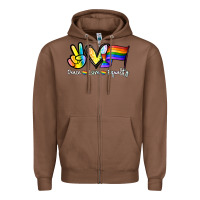 Chestnut Peace love equality Zipper Hoodie - NancyCooperArtShop