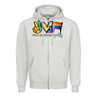 Dove Grey Peace love equality Zipper Hoodie - NancyCooperArtShop