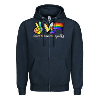 Navy Peace love equality Zipper Hoodie - NancyCooperArtShop