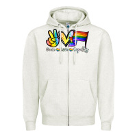 Oatmeal Heather Peace love equality Zipper Hoodie - NancyCooperArtShop