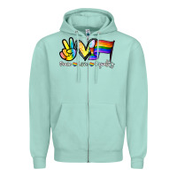 Seafoam Peace love equality Zipper Hoodie - NancyCooperArtShop