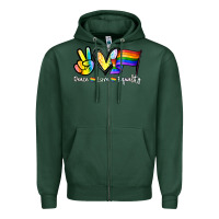 Sports Green Peace love equality Zipper Hoodie - NancyCooperArtShop