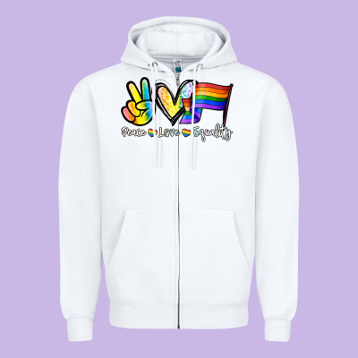 Peace Love Equality Zipper Hoodie Designed By Nancycooperartshop
