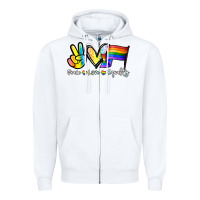 White Peace love equality Zipper Hoodie - NancyCooperArtShop